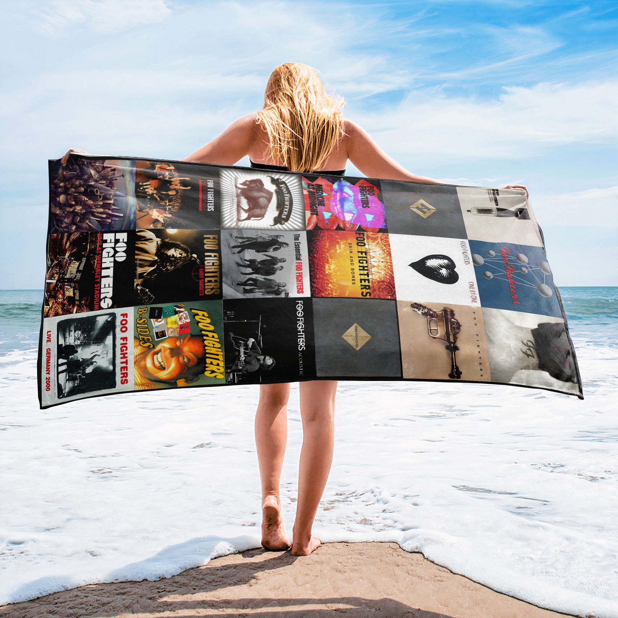 Foo Fighters Beach Towel Album Cover Collage Classic Rock Towel