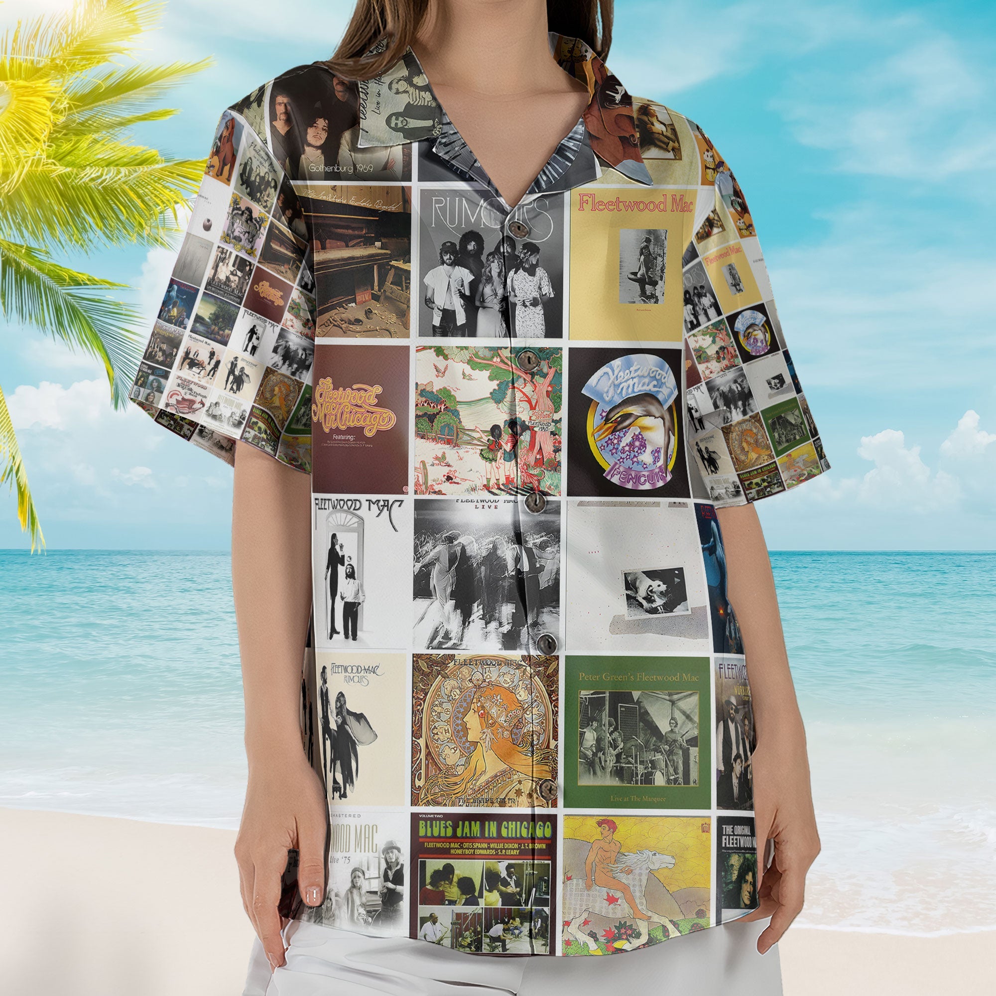 Fleetwood Mac Album Collage Hawaiian Shirt – Classic Rock Fan Shirt