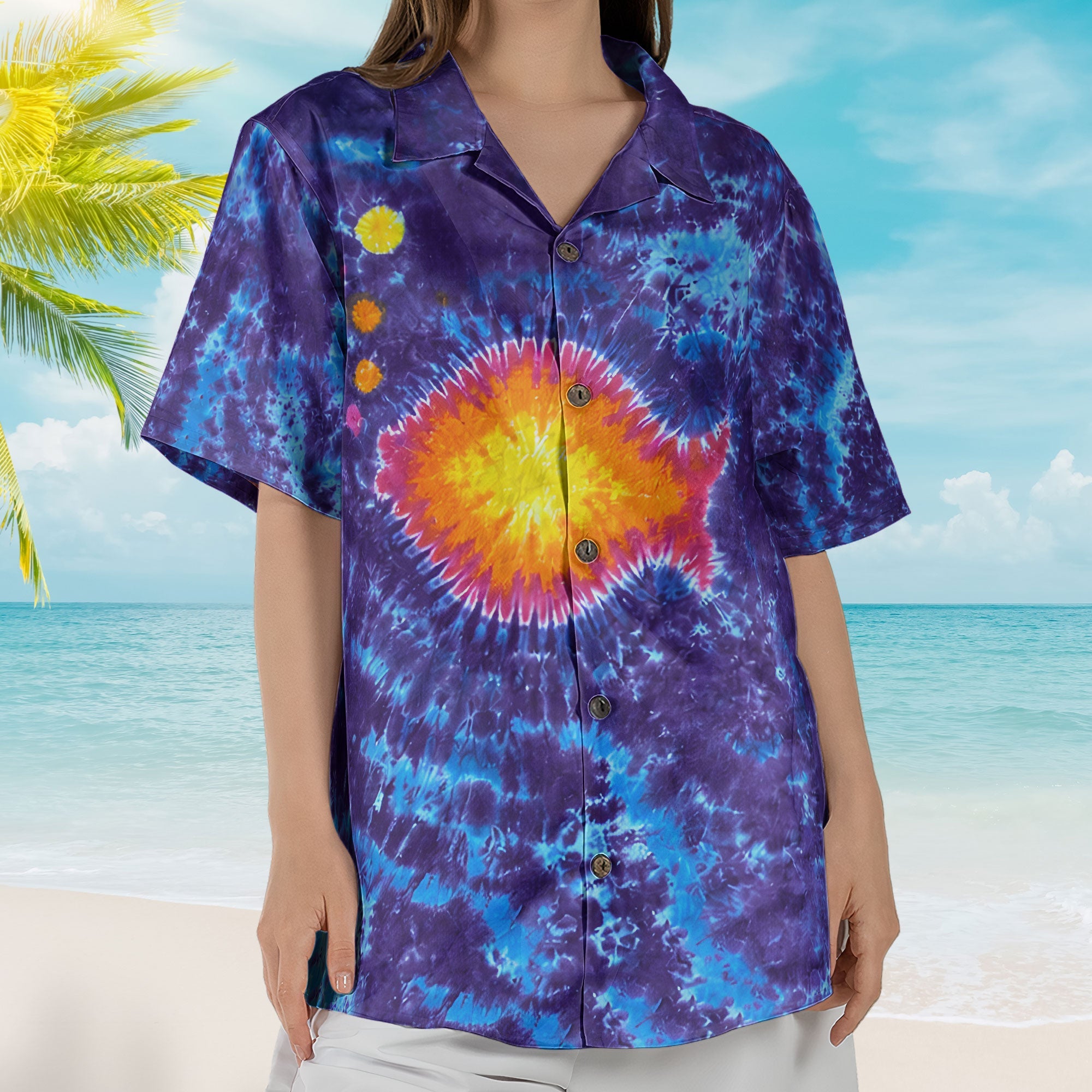 Phish Band Fish Logo Tie Dye Hawaiian Shirt – Retro Music Inspired Aloha Shirt