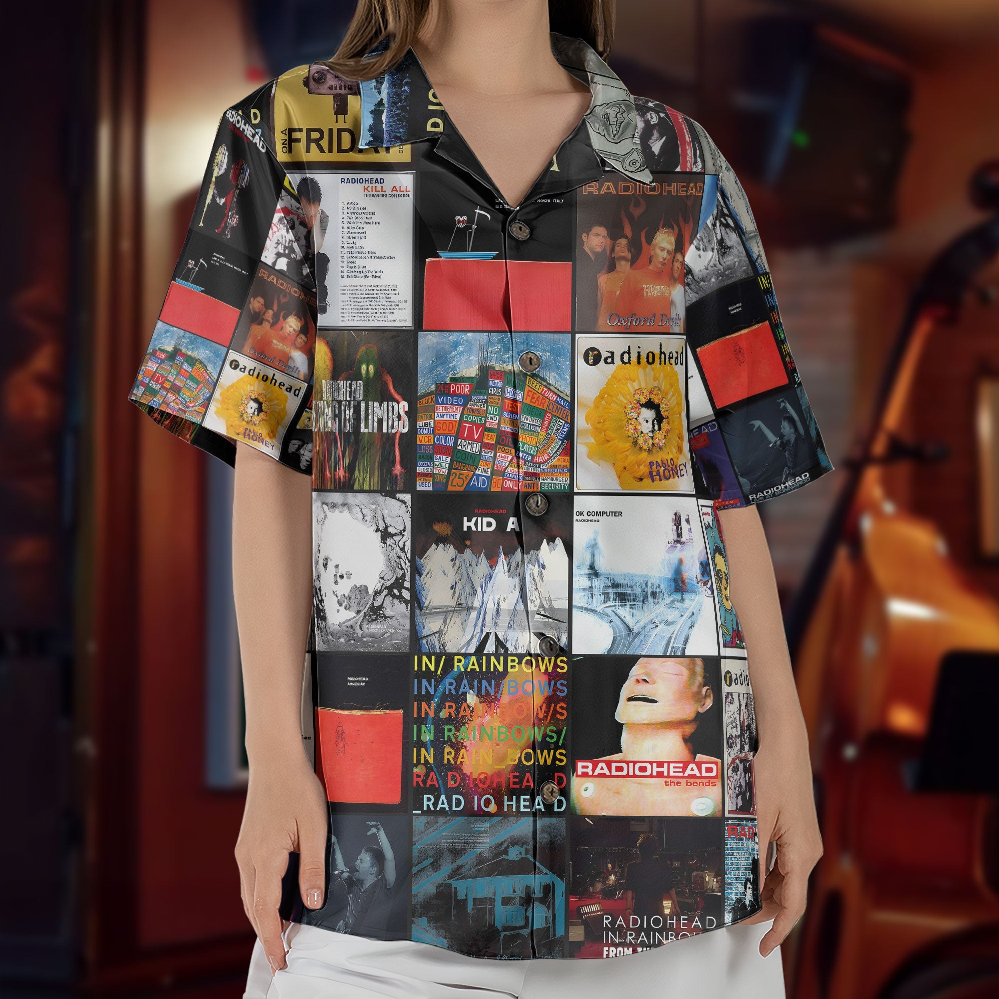 Radiohead Nostalgia Collage Hawaiian Shirt – Iconic Album Memories Gift