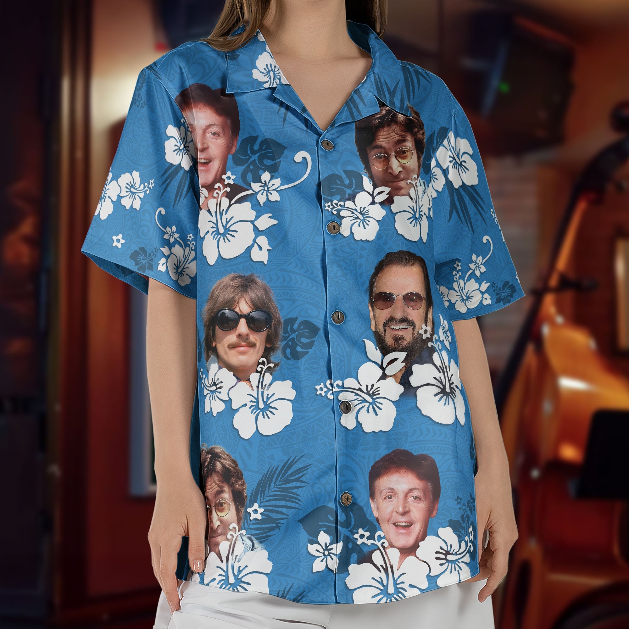 Vintage The Beatles Band Hawaiian Shirt – Classic Rock Tropical Inspired Unisex Button-Up Shirt