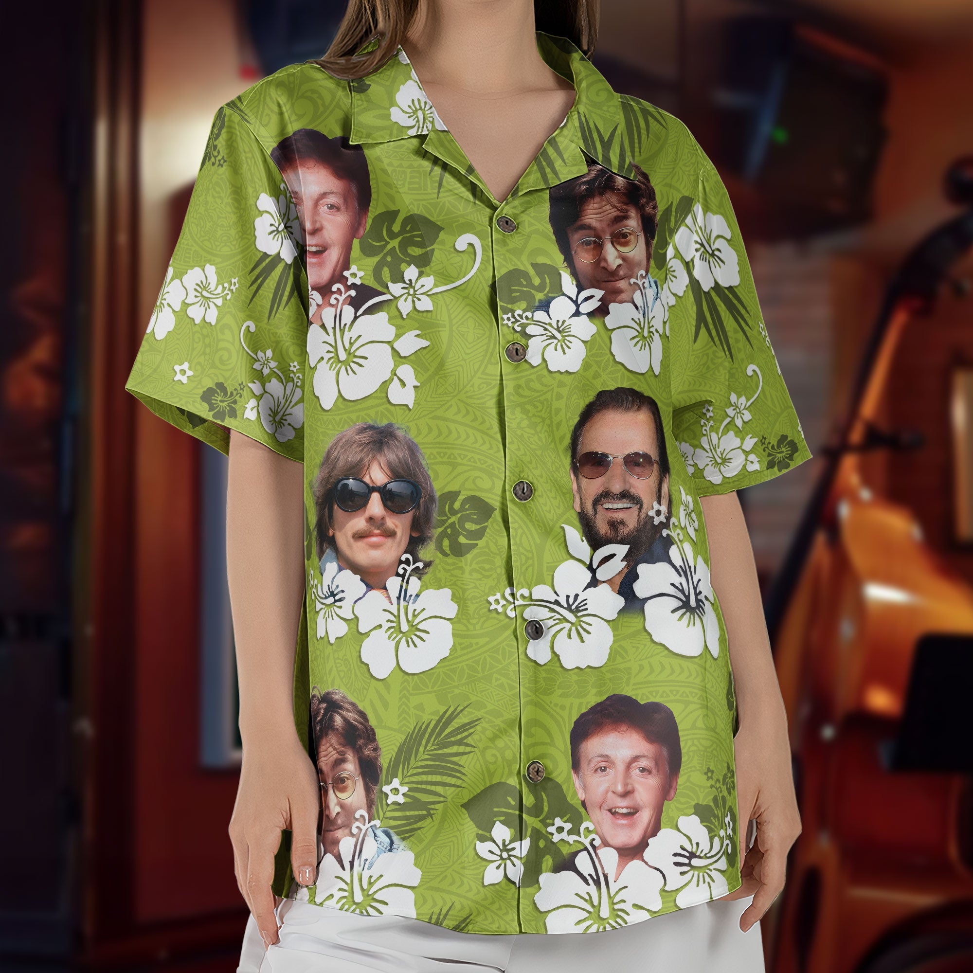 Vintage The Beatles Band Hawaiian Shirt – Classic Rock Tropical Inspired Unisex Button-Up Shirt