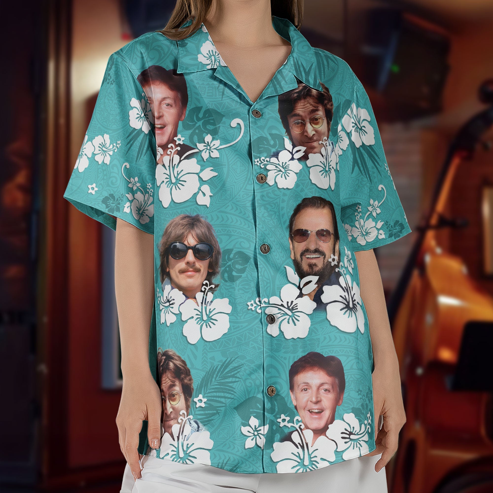 Vintage The Beatles Band Hawaiian Shirt – Classic Rock Tropical Inspired Unisex Button-Up Shirt