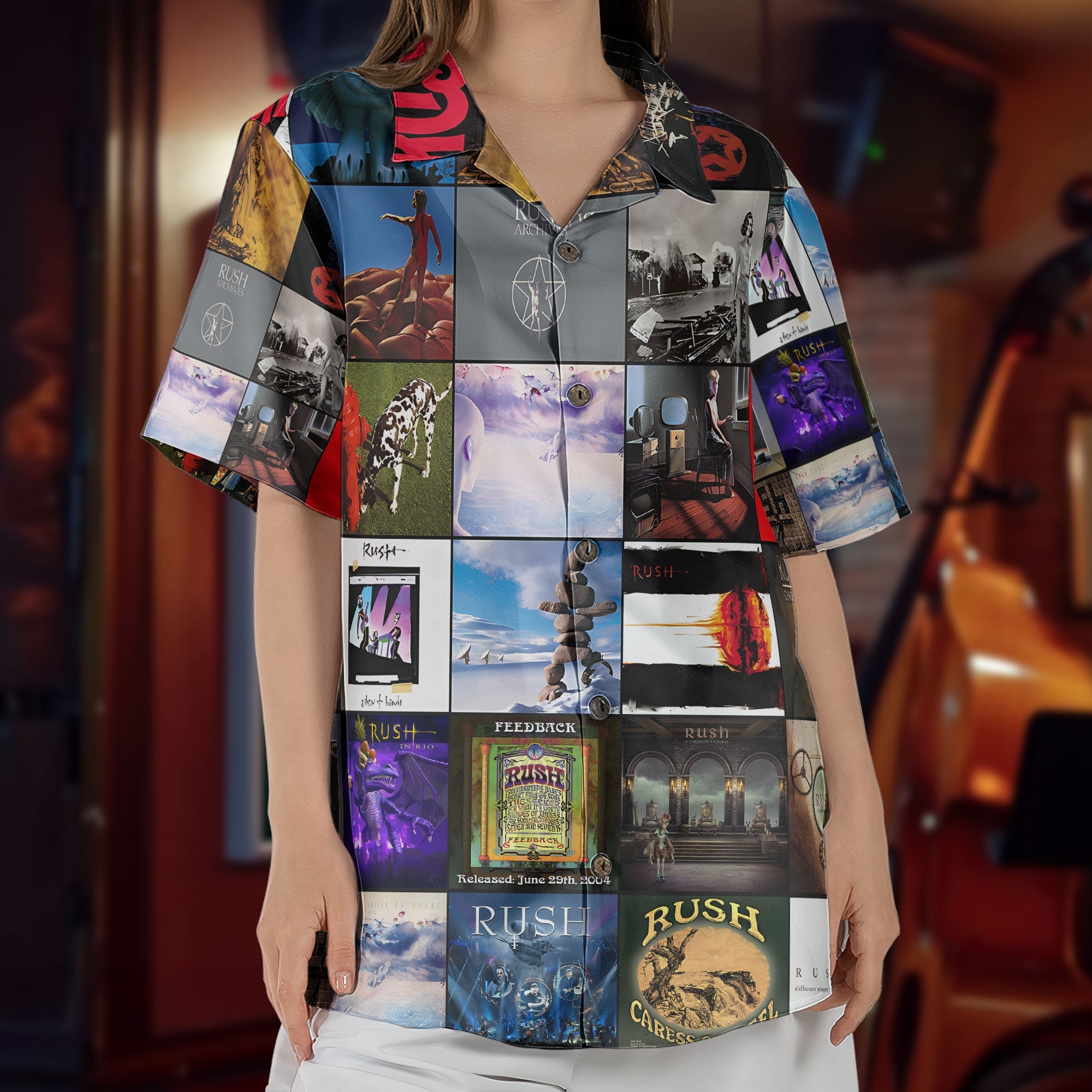 Rush Hawaiian Shirt – Album Cover Collage Progressive Rock Summer Button Up
