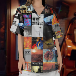 Nine Inch Nails Hawaiian Shirt – Album Cover Collage Industrial Rock Summer Button Up