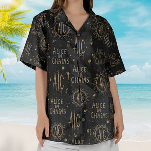 Alice in Chains Hawaiian Shirt - Unisex Grunge Rock AIC Sun Black Summer Button Up