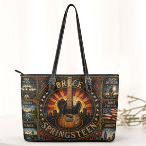 Bruce Springsteen Handbag, Tote Bag and Wallet Set, Vintage Stained Glass Guitar Design, The Boss Rock Music Fan Gift