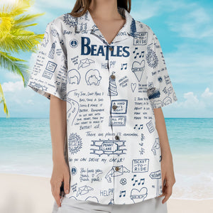 The Beatles Lyrics & Memories All-Over Print Hawaiian Shirt – Retro Music Album Art Inspired Unisex Shirt