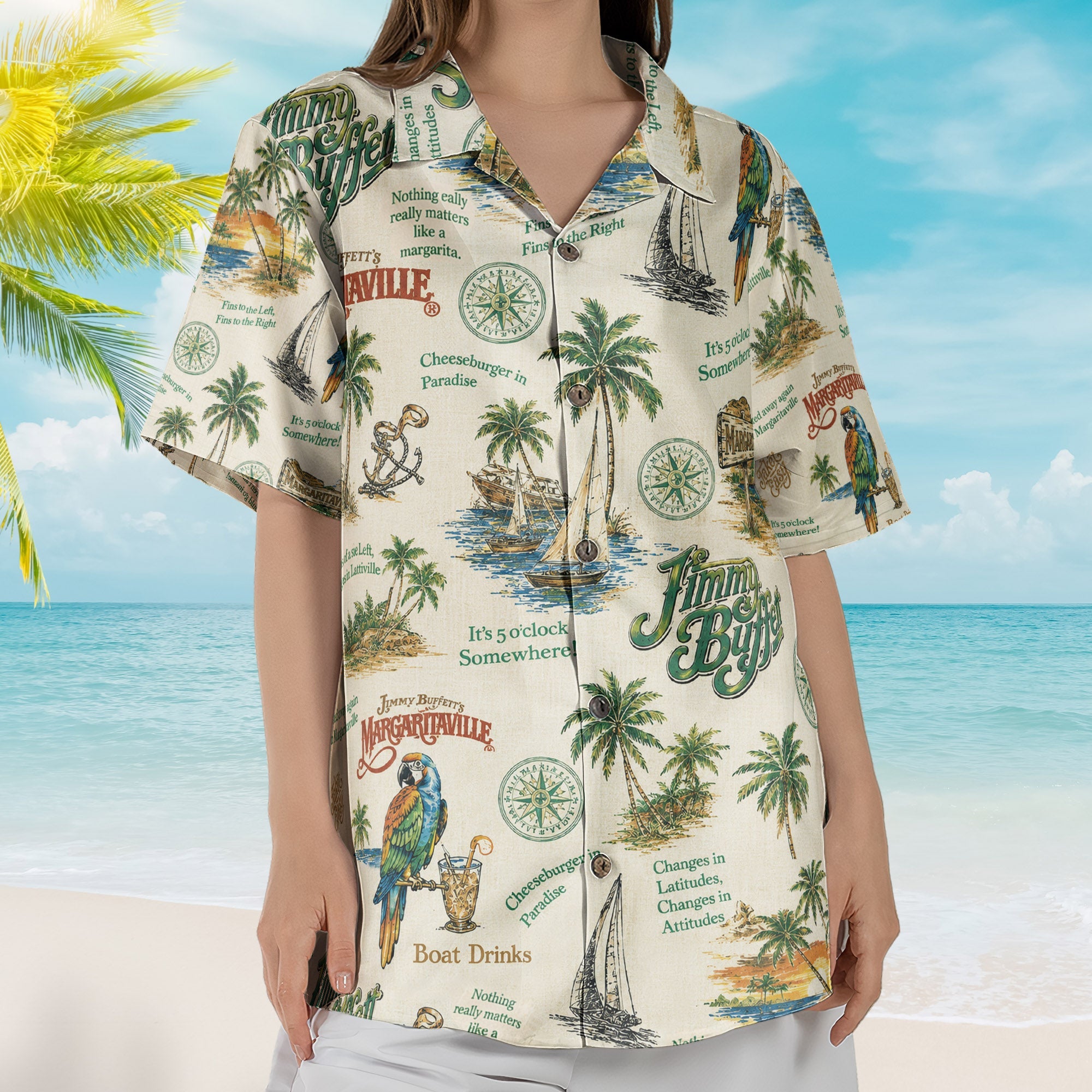 Vintage Margaritaville Jimmy Buffett Tropical Hawaiian Shirt – Retro Music Inspired Aloha Shirt