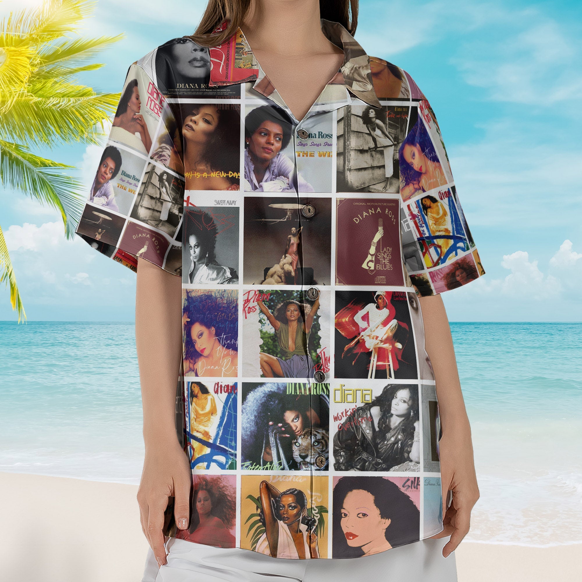 Diana Ross Album Collage Hawaiian Shirt – R&B Pop Music Fan Shirt