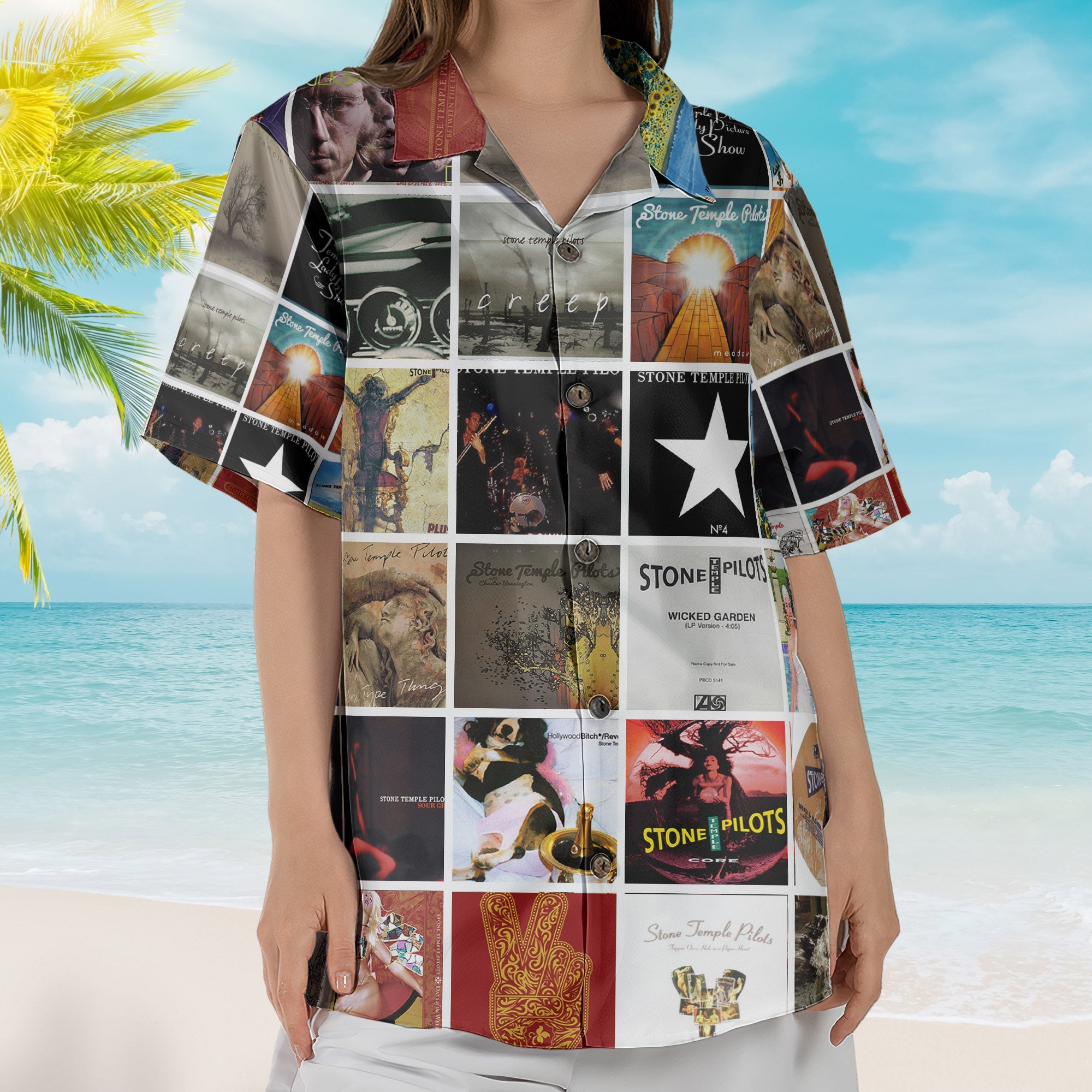 Stone Temple Pilots Album Collage Hawaiian Shirt – Rock Band Fan Shirt