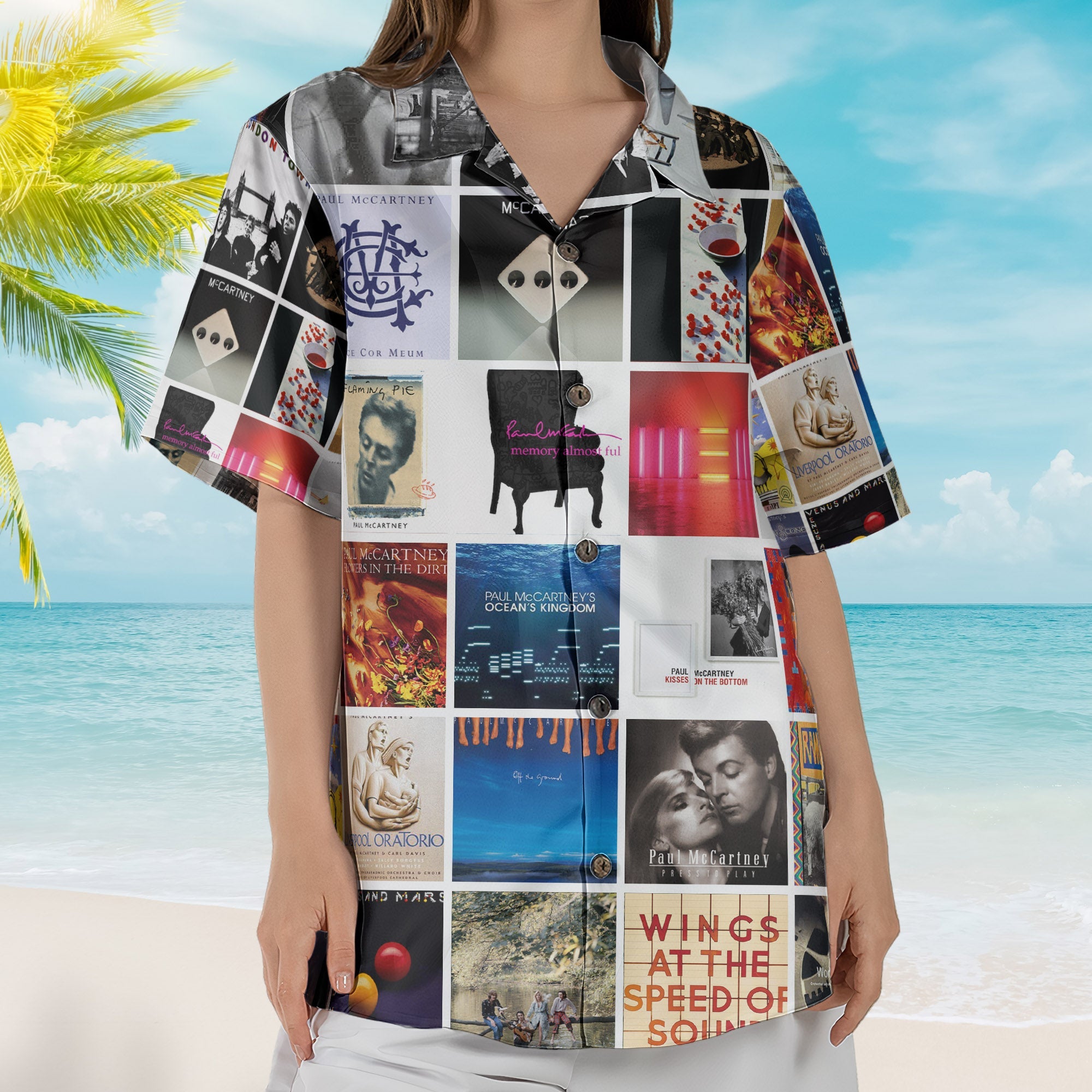 Paul McCartney Album Collage Hawaiian Shirt – Pop Rock Music Band Fan Shirt