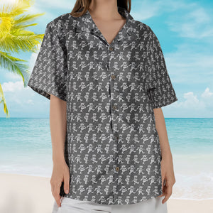 Grateful Dead Dancing Bears Retro Grey Monogram Summer Hawaiian Shirt – Retro Music Album Art Inspired Shirt