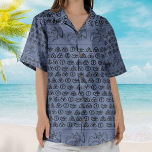 Led Zeppelin ZoSo Monogram Hawaiian Shirt – Unisex Swan Song Angel Graphic Collage Button Up