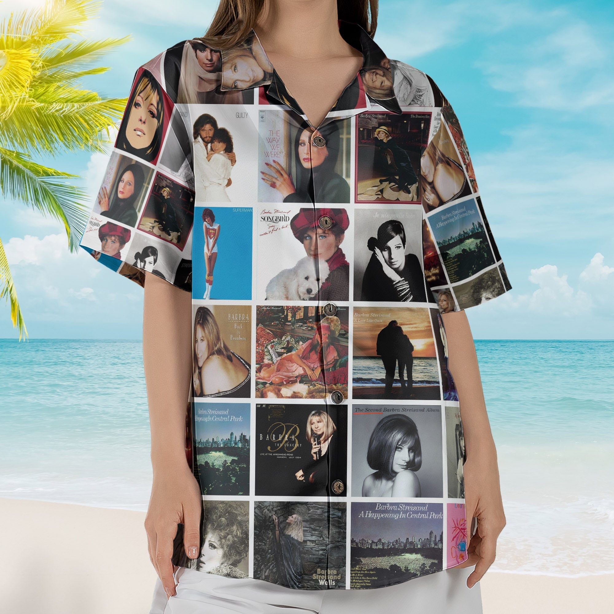 Barbra Streisand Album Collage Hawaiian Shirt – Pop Music Fan Shirt