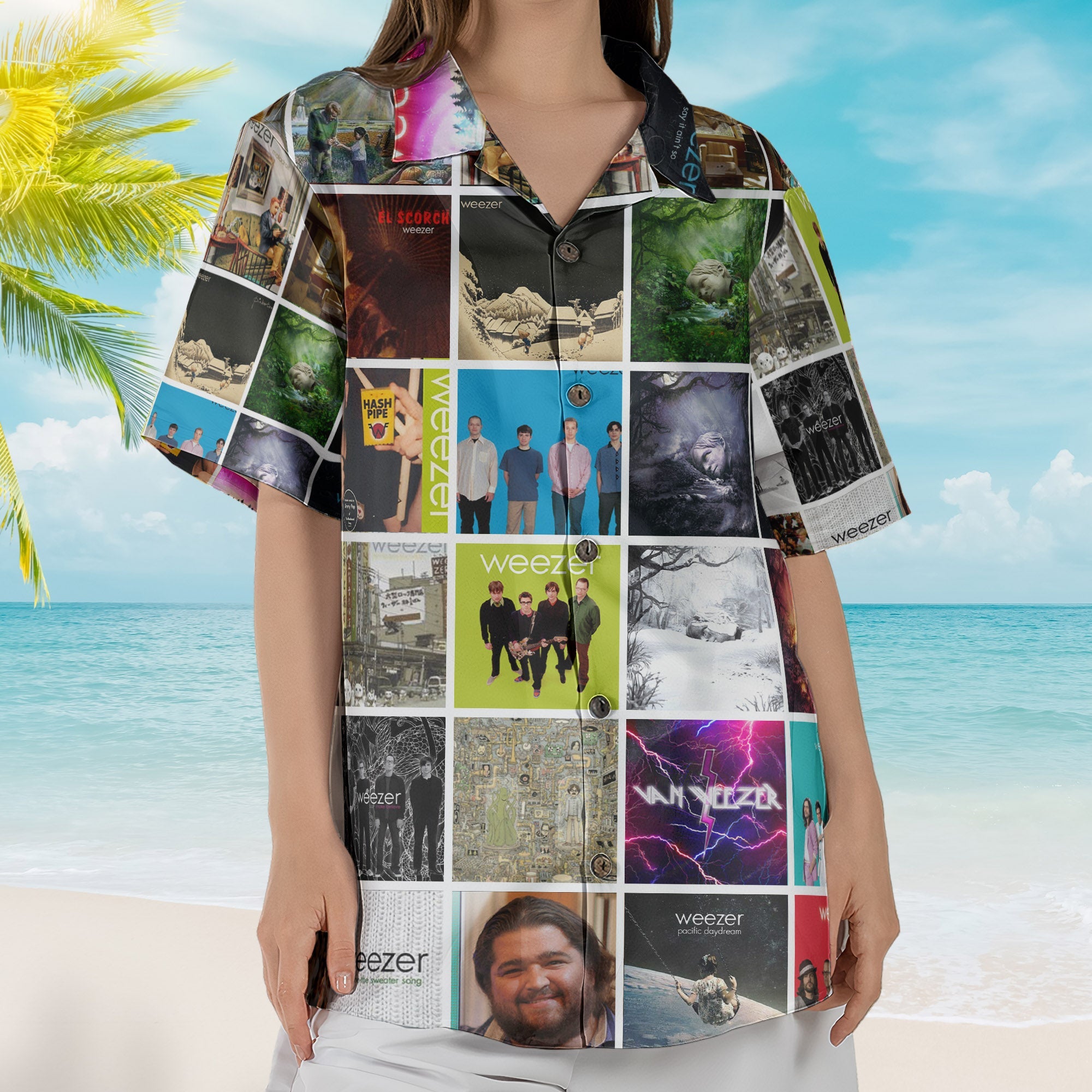 Weezer Album Collage Hawaiian Shirt – Rock Music Band Fan Shirt