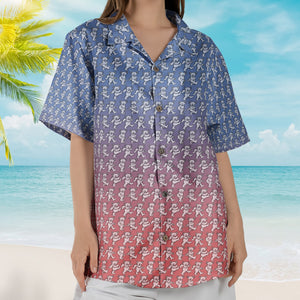Grateful Dead Dancing Bears Hawaiian Shirt - Blue Purple Gradient Monogram Beach Shirt - Retro Music Album Art Inspired
