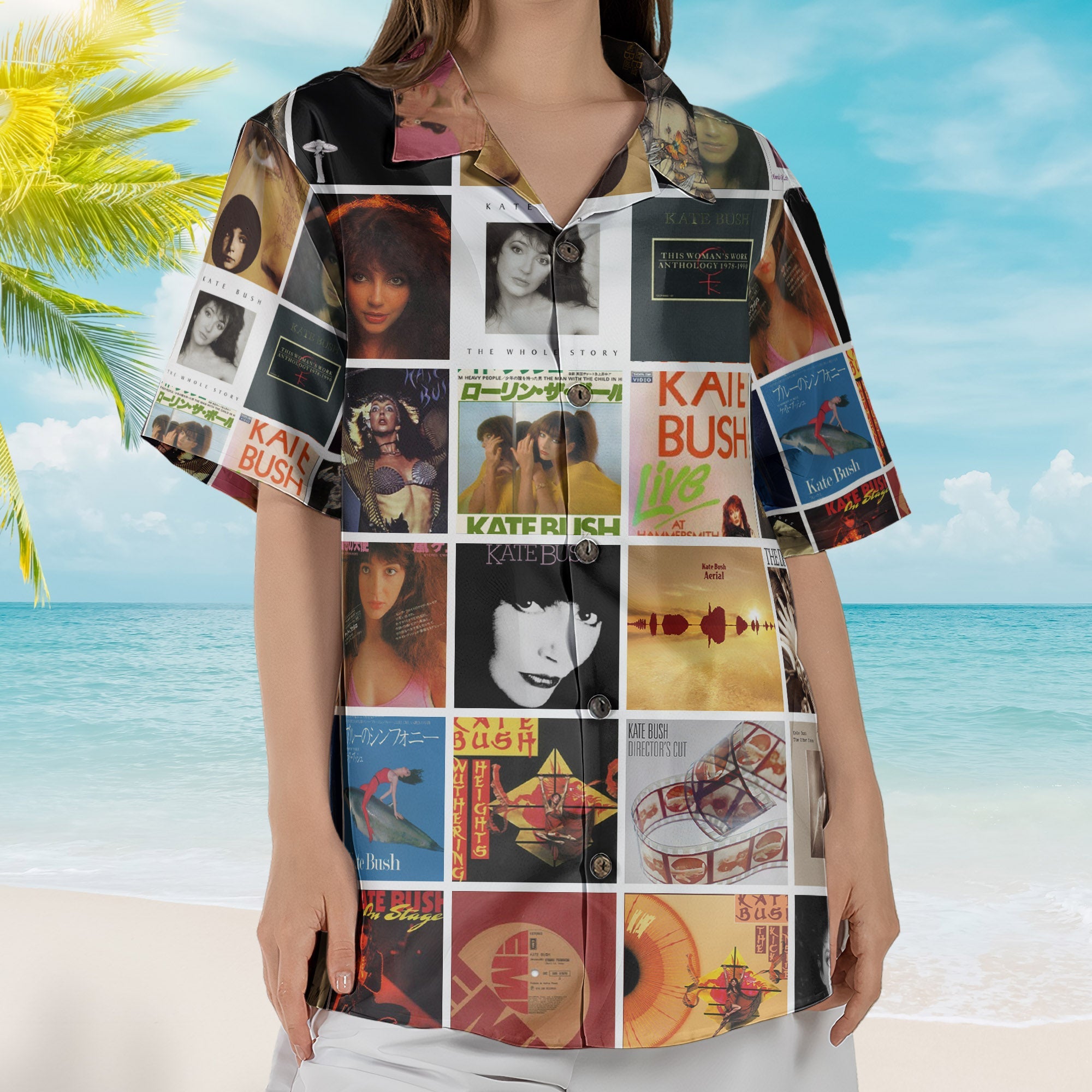 Kate Bush Album Collage Hawaiian Shirt – Pop Rock Fan Shirt