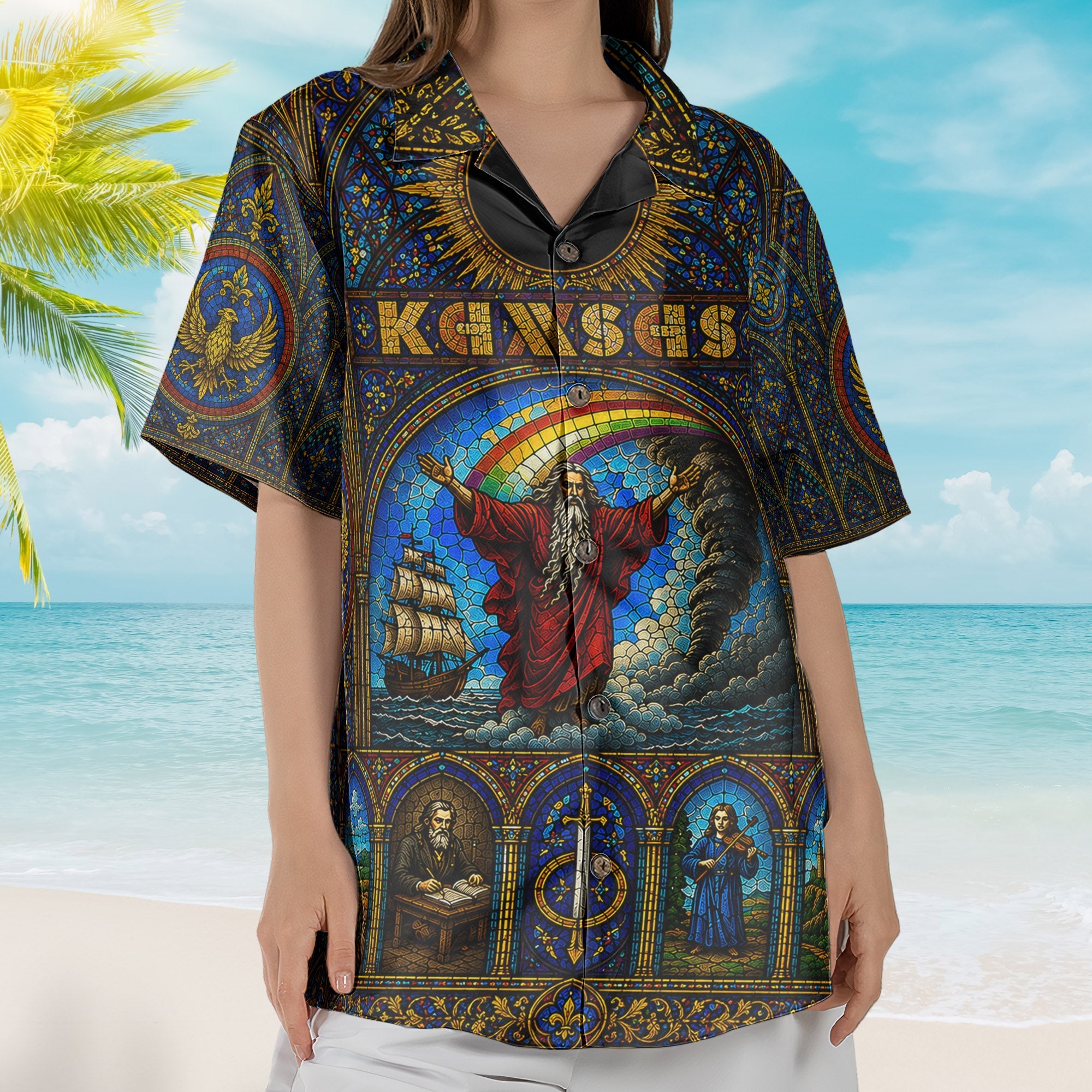 Kansas Hawaiian Shirt - Unisex Retro Carry On Wayward Son Cathedral Window Summer Shirt
