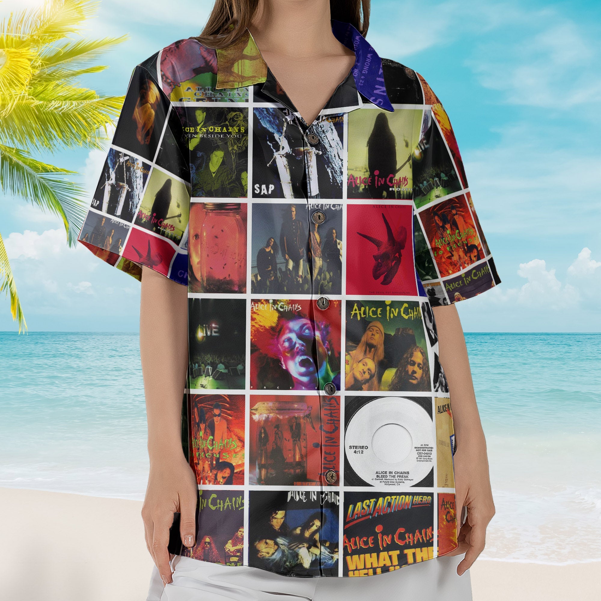 Alice in Chains Album Collage Hawaiian Shirt – Rock Music Fan Shirt