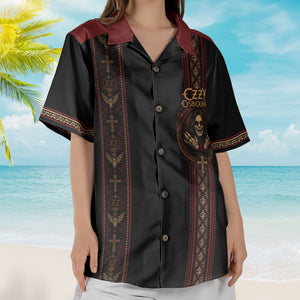 Ozzy Osbourne Hawaiian Shirt - Unisex Retro Prince of Darkness Bat Cross Button Up
