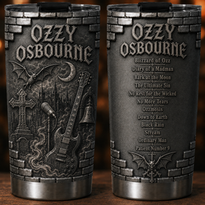 Ozzy Osbourne 3D Printed Stainless Steel Tumbler Heavy Metal Album List Travel Mug