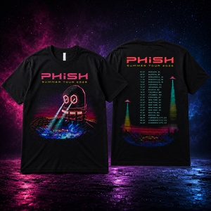 Phish Summer Tour 2026 Graphic T-Shirt Neon Psychedelic Concert Style Unisex Tee