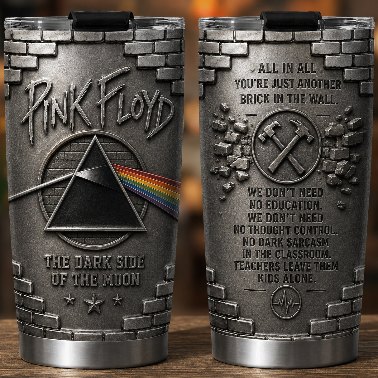 Pink Floyd 3D Printed Stainless Steel Tumbler The Dark Side of the Moon Travel Mug Double Wall Vacuum Insulated Cup