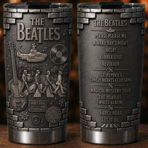 The Beatles Abbey Road Insulated Tumbler 3D Embossed Yellow Submarine Travel Cup
